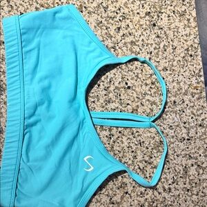 Striped Back Teal Sports Bra - Light Support